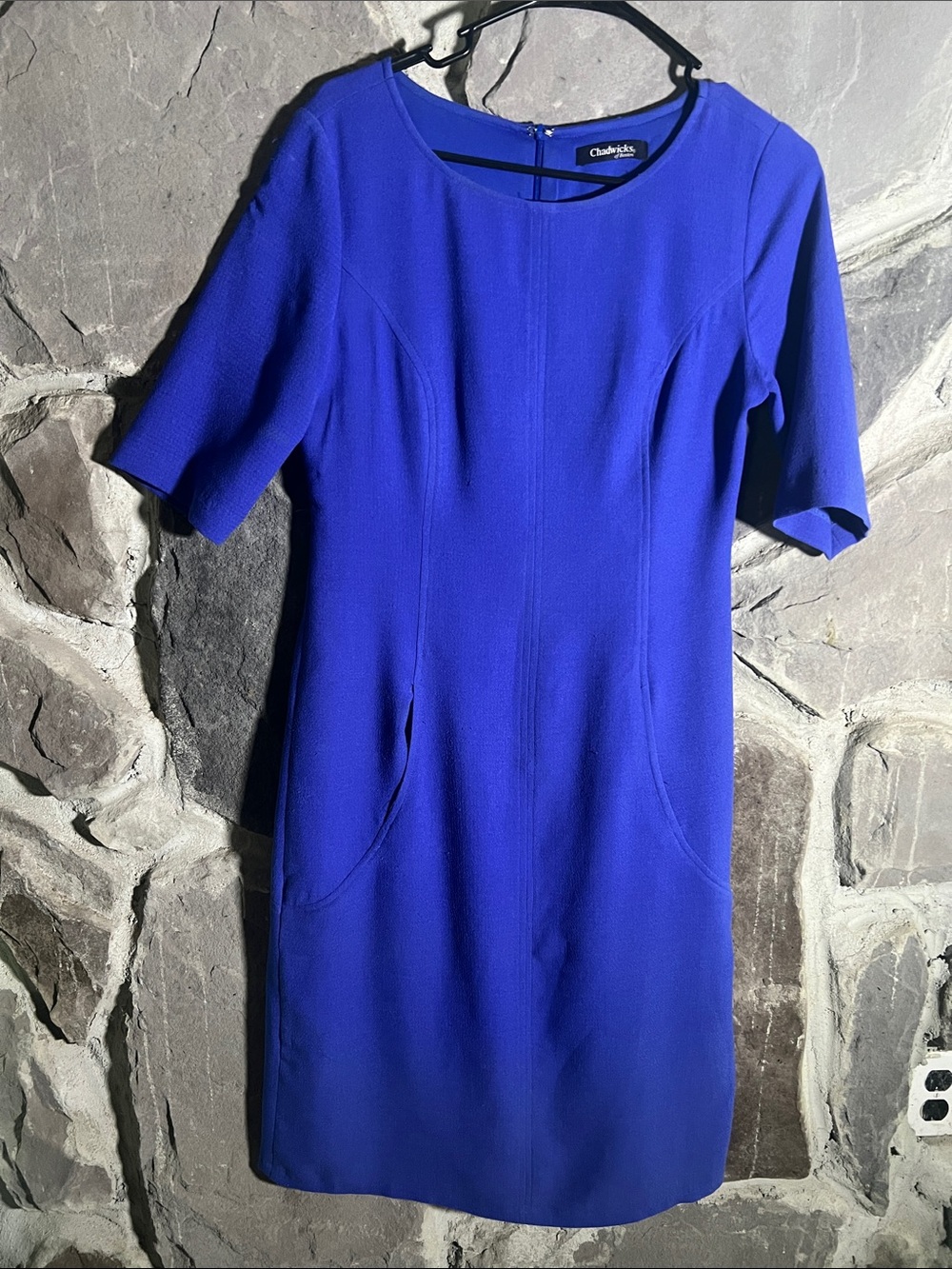 Chadwicks Electric Blue Short Sleeve Sheath Dress